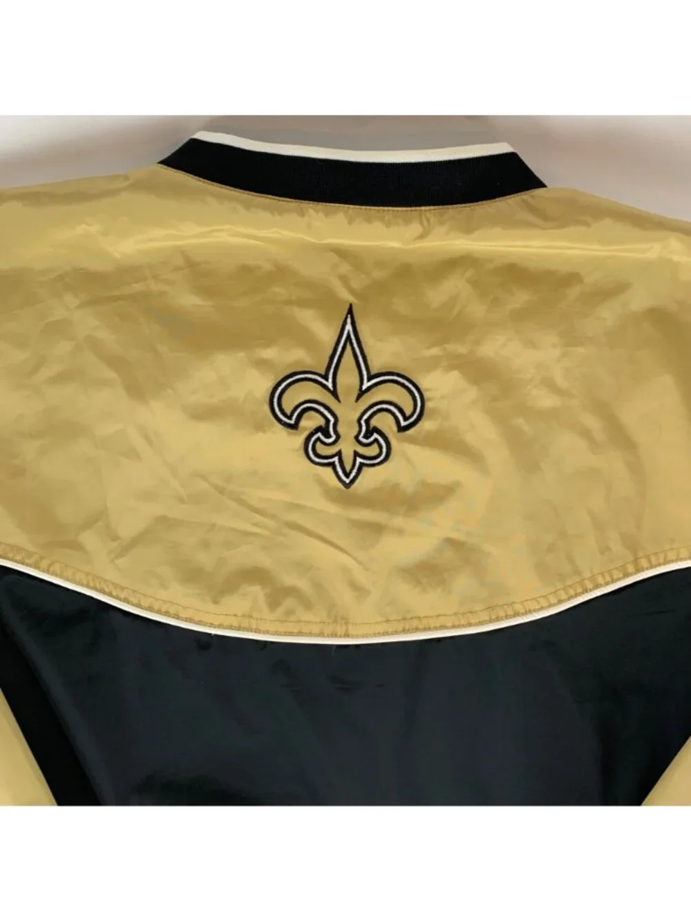 New Orleans Saints NFL Black Gold Reebok Pullover Jacket Mens XL